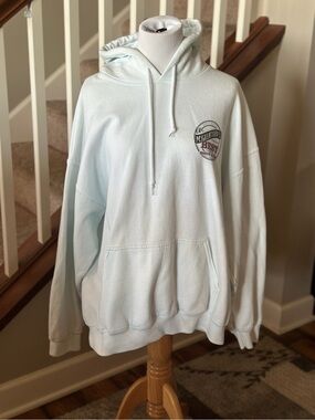 Light Blue Pullover Hoodie with Chest Logo - D1011